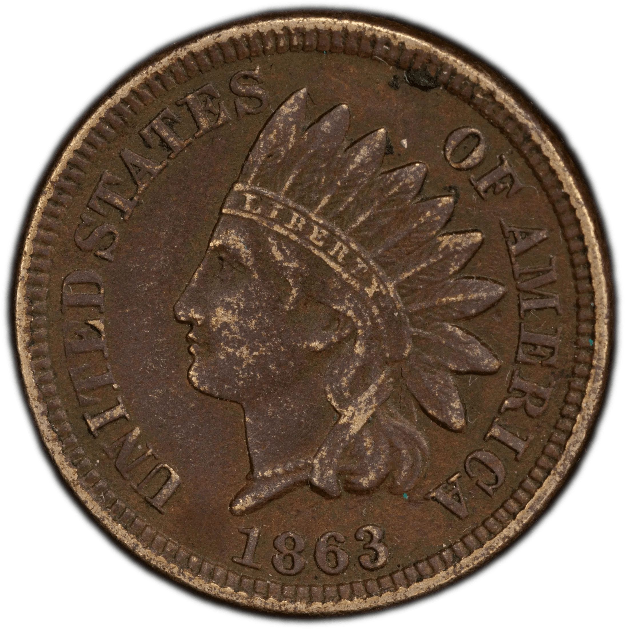 1863 Indian Head Cent – PCGS Genuine XF Details (Environmental Damage) – Civil War Era Coin Heritage Pastime