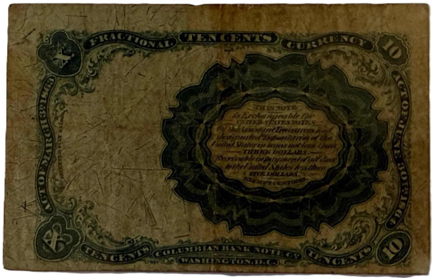 1874–1876 United States 10¢ Fractional Currency – Fifth Issue | William M. Meredith Heritage Pastime