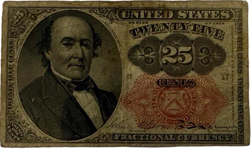 1874–1876 United States 25¢ Fractional Currency – Fifth Issue | Robert J. Walker Portrait Heritage Pastime