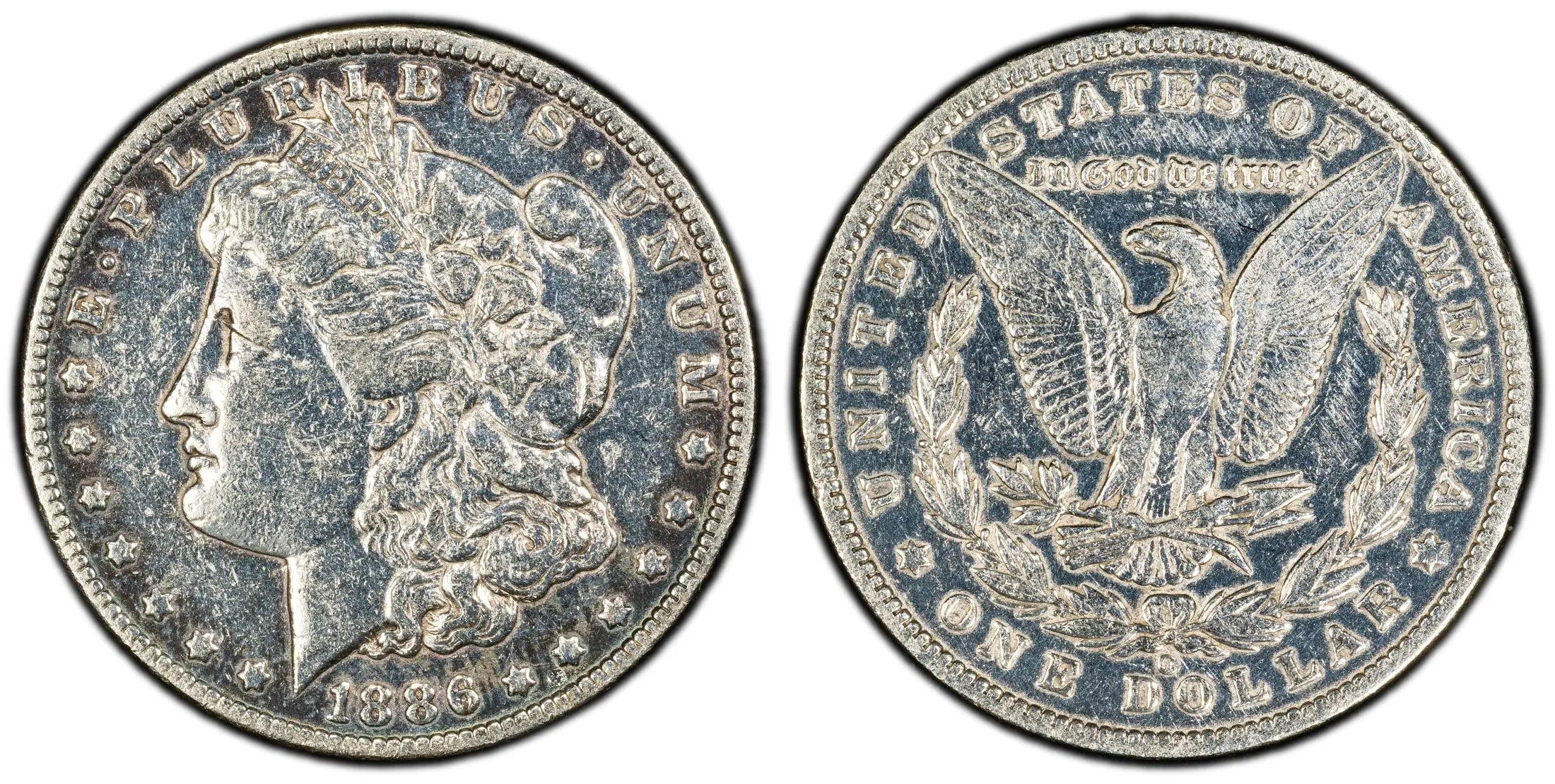 1886-O Morgan Silver Dollar $1 – PCGS Genuine VF Details (Cleaned) | New Orleans Mint Classic Heritage Pastime