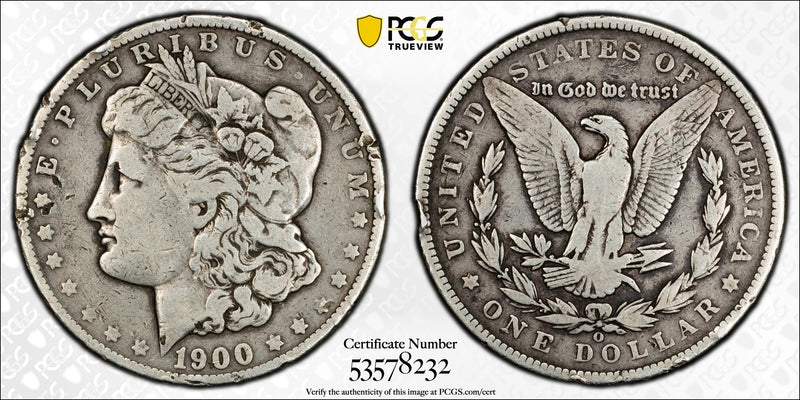 1900 Morgan Silver Dollar – PCGS Genuine Fine Details (98 Damage) | Historic 90% Silver U.S. Coin | Rare Collectible Piece Heritage Pastime