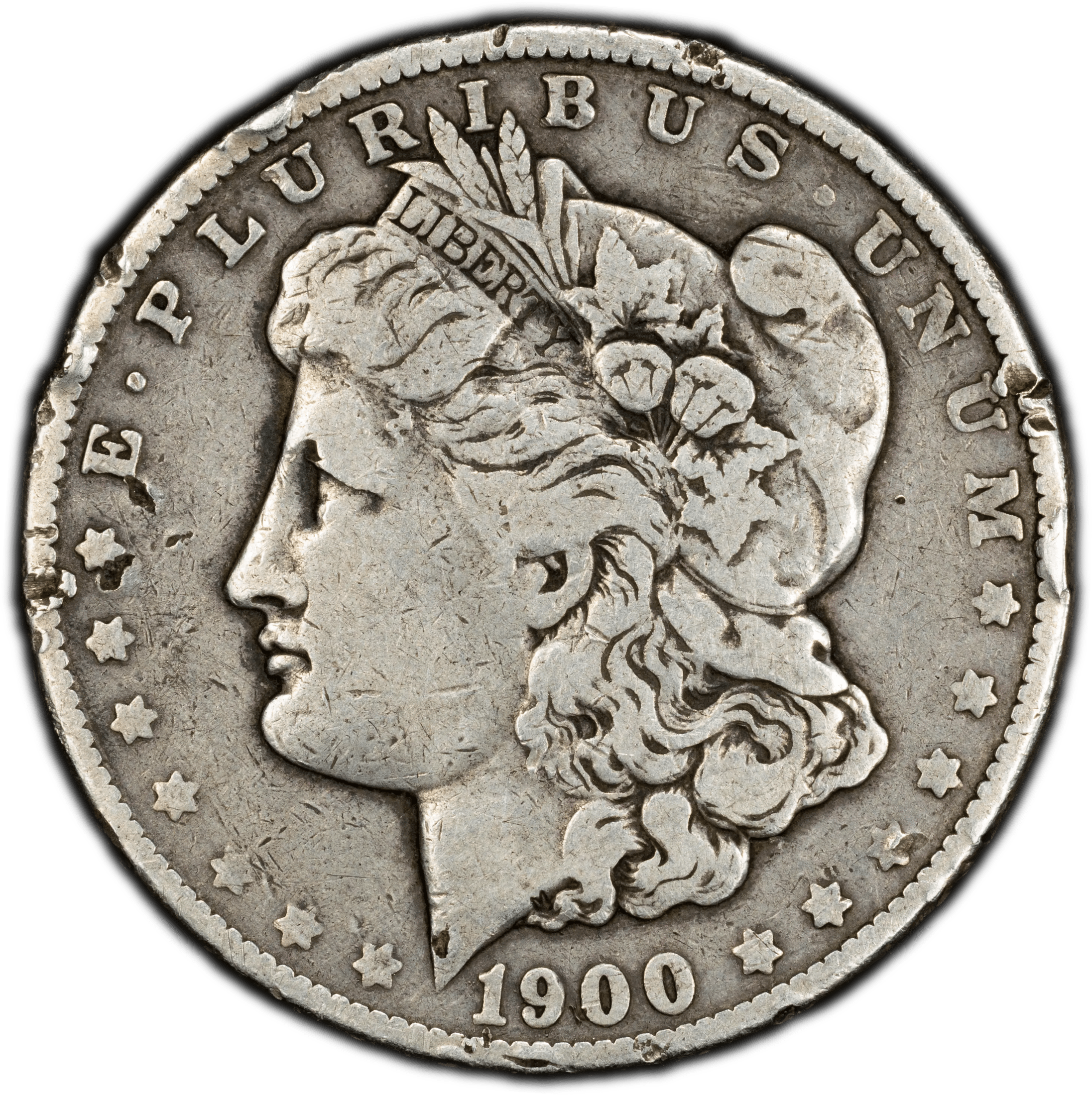 1900 Morgan Silver Dollar – PCGS Genuine Fine Details (98 Damage) | Historic 90% Silver U.S. Coin | Rare Collectible Piece Heritage Pastime