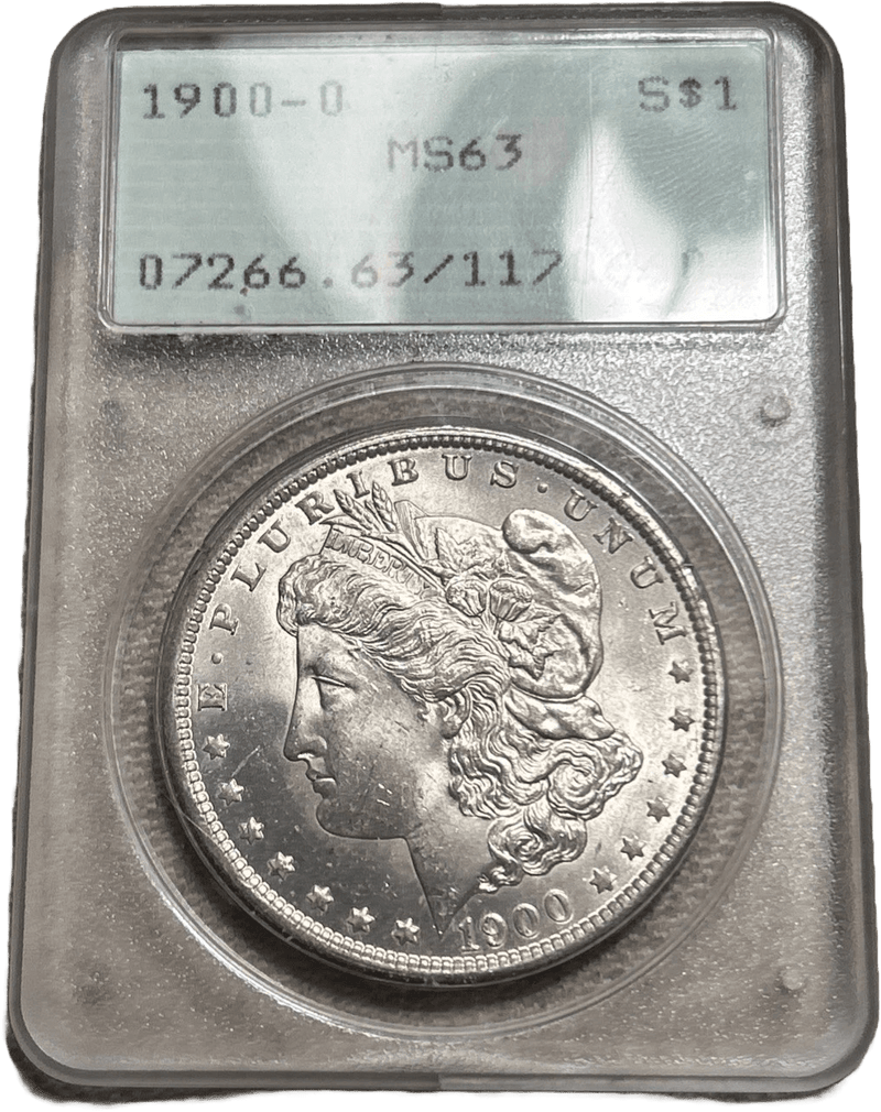 1900-O Morgan Silver Dollar PCGS MS63 Rattler Old Green Holder obverse Liberty profile