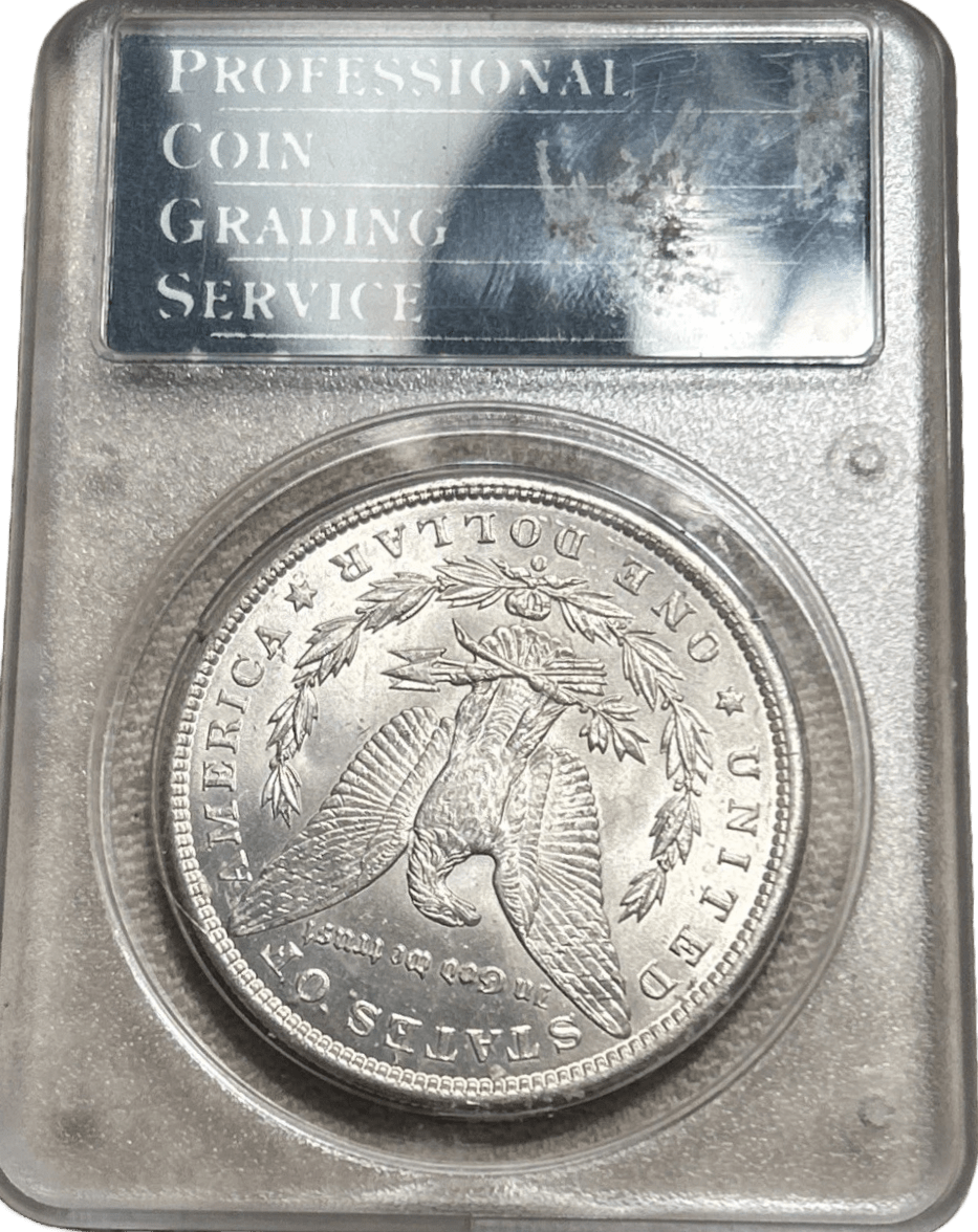 1900-O Morgan Silver Dollar reverse heraldic eagle PCGS slab label