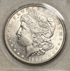Close-up 1904-P Morgan Silver Dollar obverse Liberty head with wheat ear crown