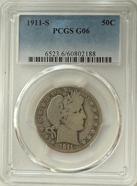 1911-S Barber Half Dollar PCGS G06 – San Francisco Early Silver Issue