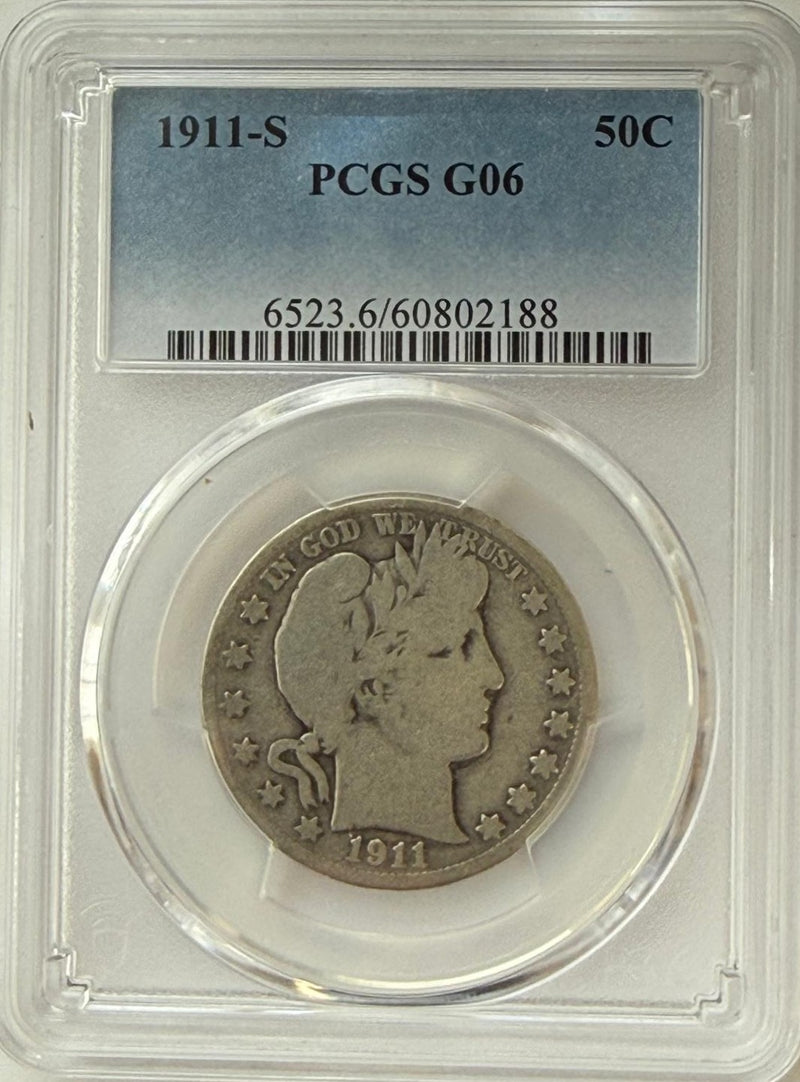 1911-S Barber Half Dollar PCGS G06 – San Francisco Early Silver Issue