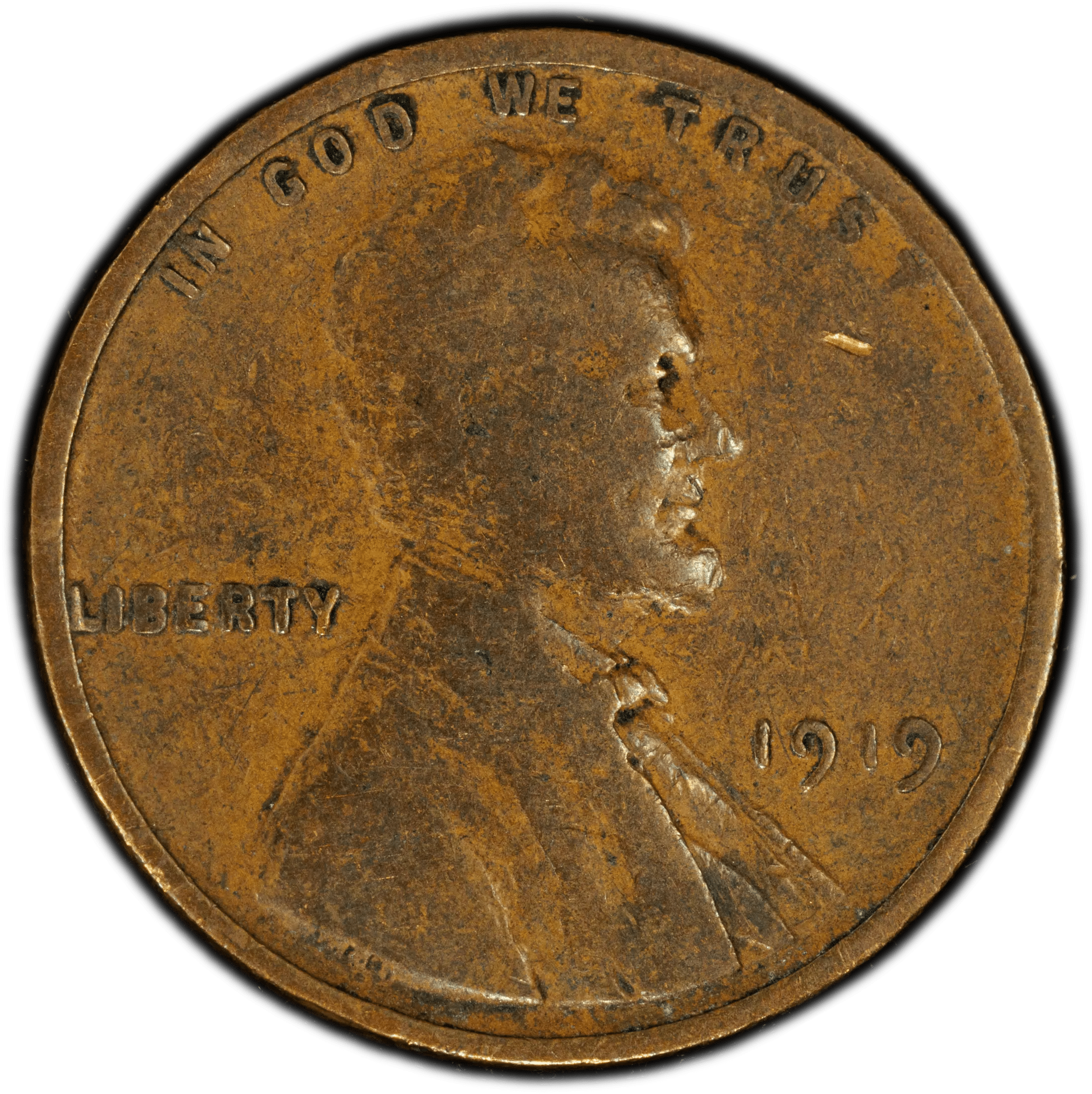 1919 Lincoln Wheat Cent – PCGS F12BN – Early Post-WWI Issue Heritage Pastime