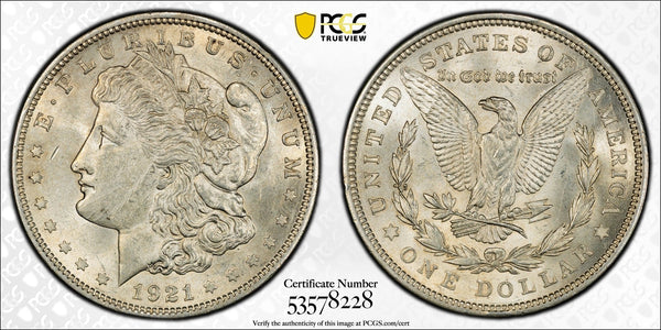 1921 Morgan Silver Dollar – PCGS MS62 | Final Year Issue | Brilliant Uncirculated U.S. Silver Dollar Heritage Pastime