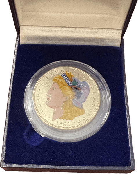 1921 Morgan Silver Dollar – Painted Artistic Masterpiece Heritage Pastime