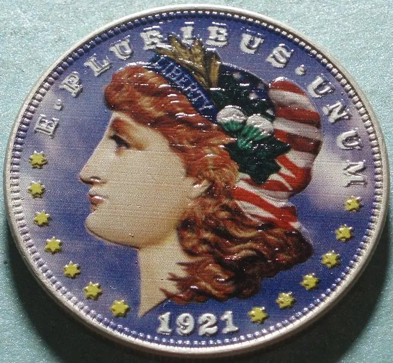 1921-P Philadelphia Morgan Dollar – Colorized Both Sides with Vivid, Eye-Catching Detail Heritage Pastime
