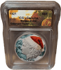 1921 U.S. Morgan Silver Dollar – Colorized Santa with ICG Genuine Christmas Label Heritage Pastime