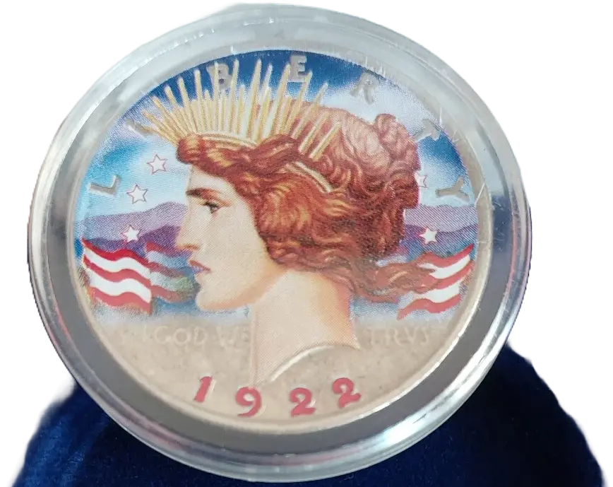 1922 Peace Silver Dollar – Colorized Painted Antique with Airtite & Gift Box Coin Hub