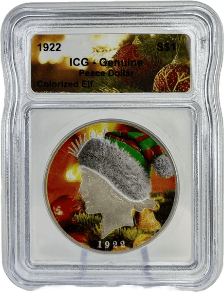 1922 U.S. Peace Silver Dollar – ICG Genuine Colorized "Elf - Christmas" 90% Silver Heritage Pastime