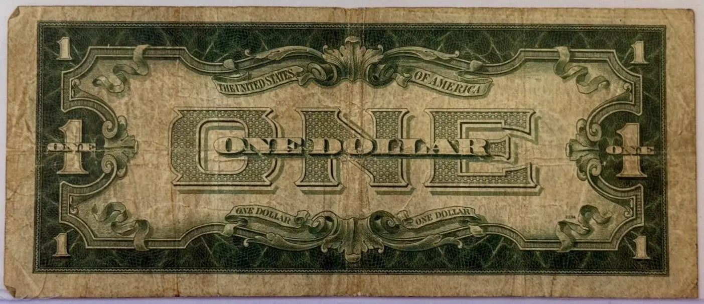 1928-A $1 Silver Certificate “Funnyback” – Blue Seal Note – Woods/Mills – Heavily Circulated Heritage Pastime