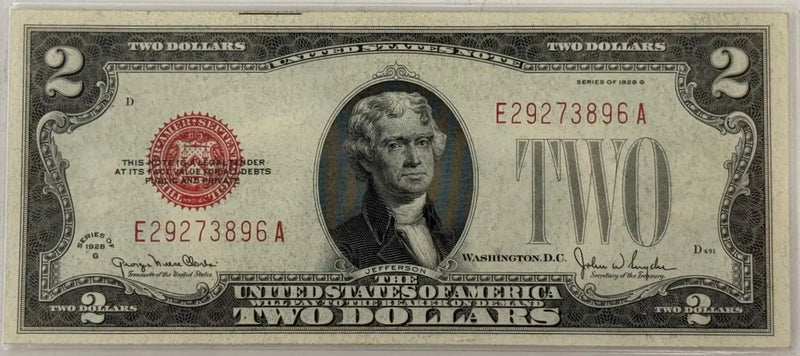 1928-G $2 United States Note – Red Seal Legal Tender | Historic Small-Size Currency Heritage Pastime