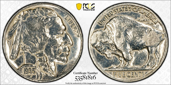 1935 Buffalo Nickel 5C – PCGS Genuine Fine Details (Cleaned) | Classic Early U.S. Coin Heritage Pastime