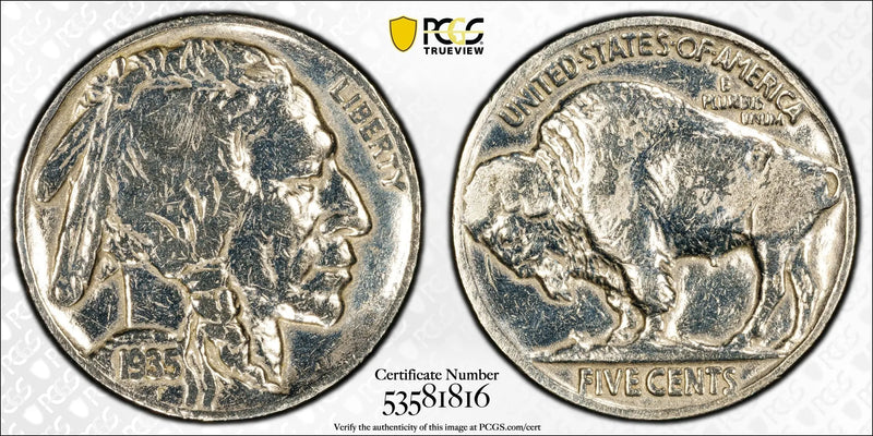 1935 Buffalo Nickel 5C – PCGS Genuine Fine Details (Cleaned) | Classic Early U.S. Coin Heritage Pastime