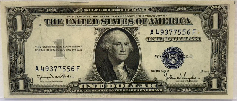 1935 D Fr. 1613W Wide $1 Silver Certificate – About Uncirculated, Rare Collectible Heritage Pastime