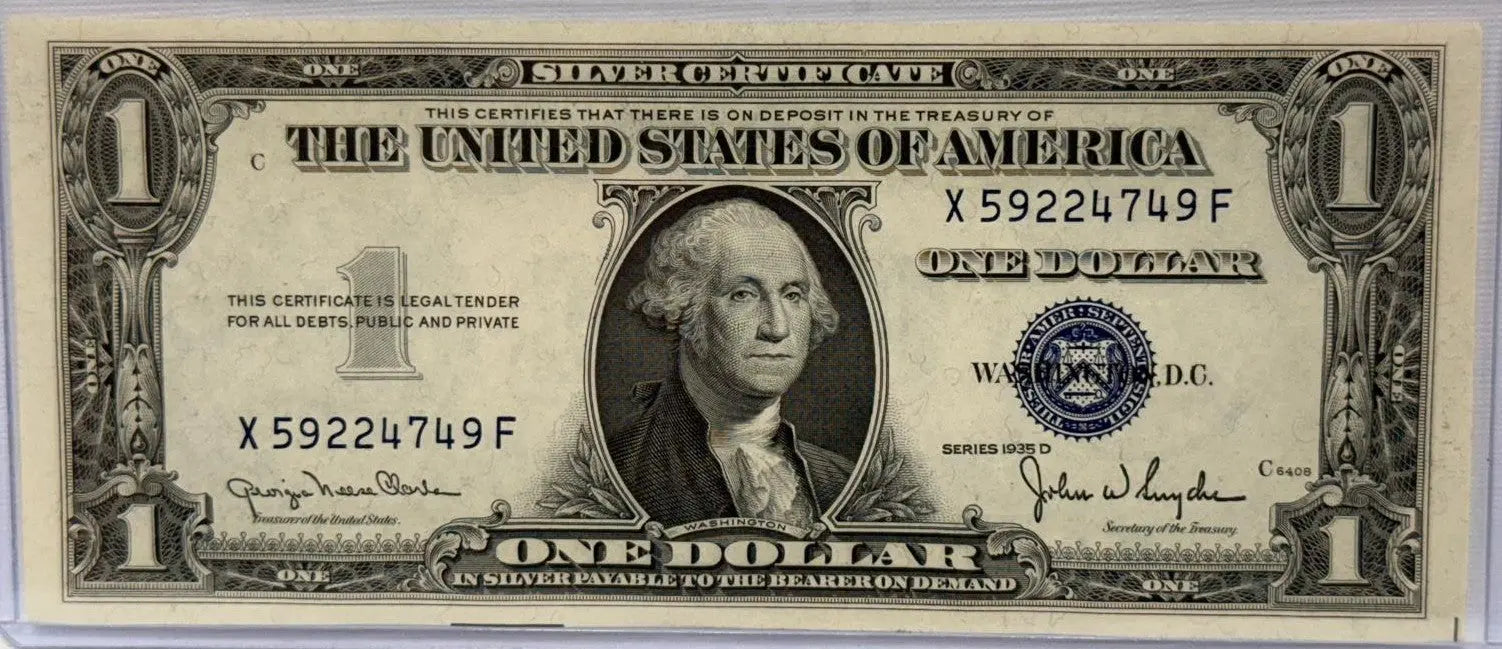 1935 D Fr. 1613W Wide $1 Silver Certificate – About Uncirculated, Rare Collectible Heritage Pastime