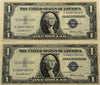 1935 E (2) $1 Fr. 1614 Silver Certificate. Consecutive Silver Certificates, UNC Rare Collectible Set Heritage Pastime