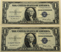 1935 E (2) $1 Fr. 1614 شهادة فضية. شهادات فضية متتالية، مجموعة نادرة قابلة للتحصيل بحالة ممتازة