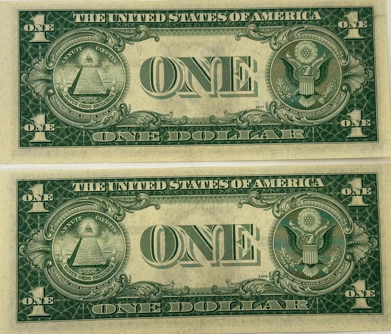 1935 F (2) $1 Fr. 1615 Silver Certificate. Consecutive Silver Certificates, UNC Heritage Pastime