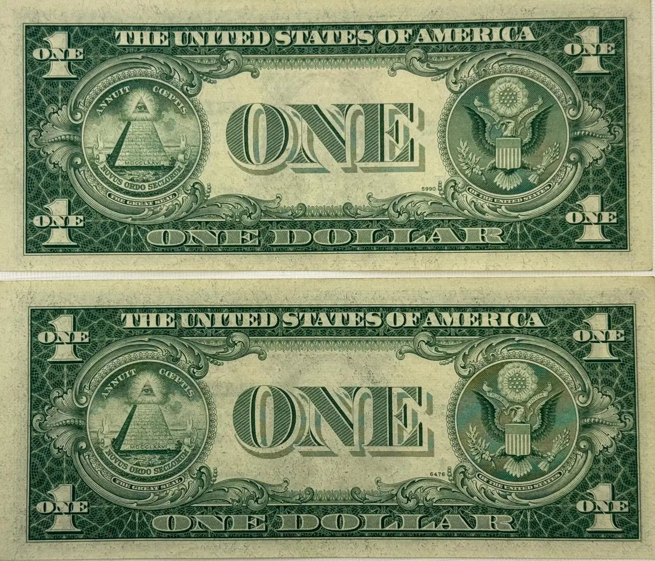 1935 F (2) $1 Fr. 1615 Silver Certificate. Consecutive Silver Certificates, UNC Heritage Pastime