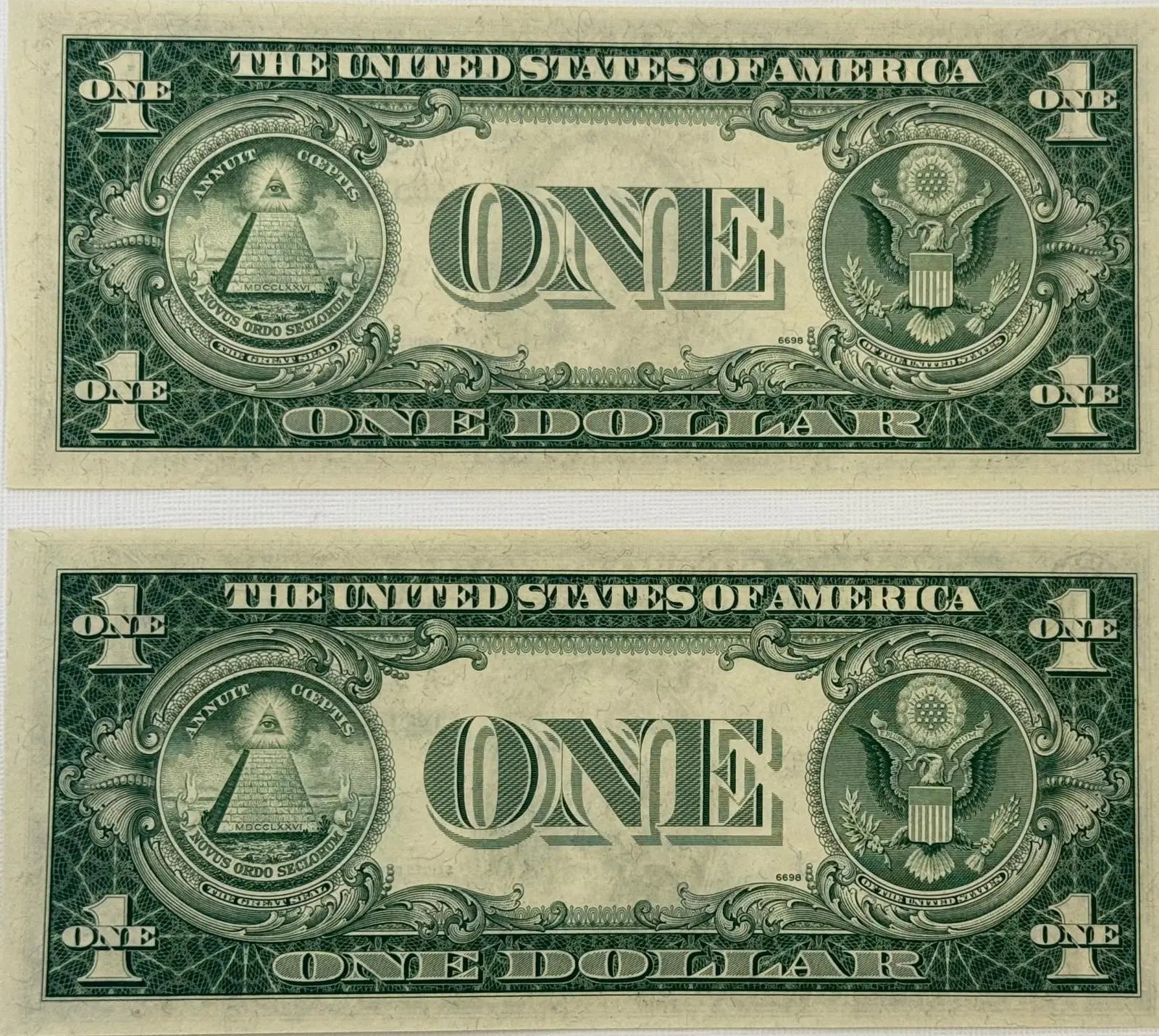 1935 F (2) $1 Fr. 1615 Silver Certificate. Consecutive Silver Certificates, UNC Heritage Pastime