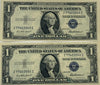 1935 F (2) $1 Fr. 1615 Silver Certificate. Consecutive Silver Certificates, UNC Heritage Pastime