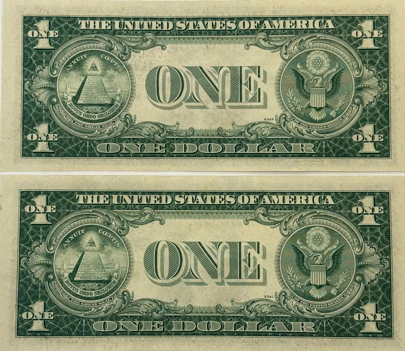 1935 G (2) $1 Fr. 1616 Silver Certificate. Consecutive Silver Certificates, UNC Heritage Pastime