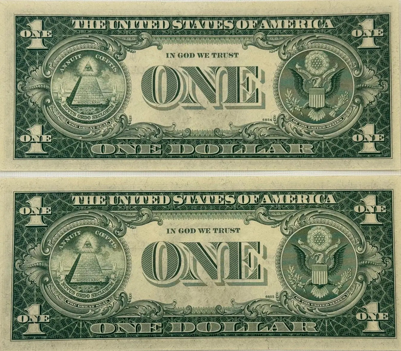 1935 H (2) $1 Fr. 1618 Silver Certificate. Consecutive Silver Certificates, UNC Rare Collectible Set Heritage Pastime