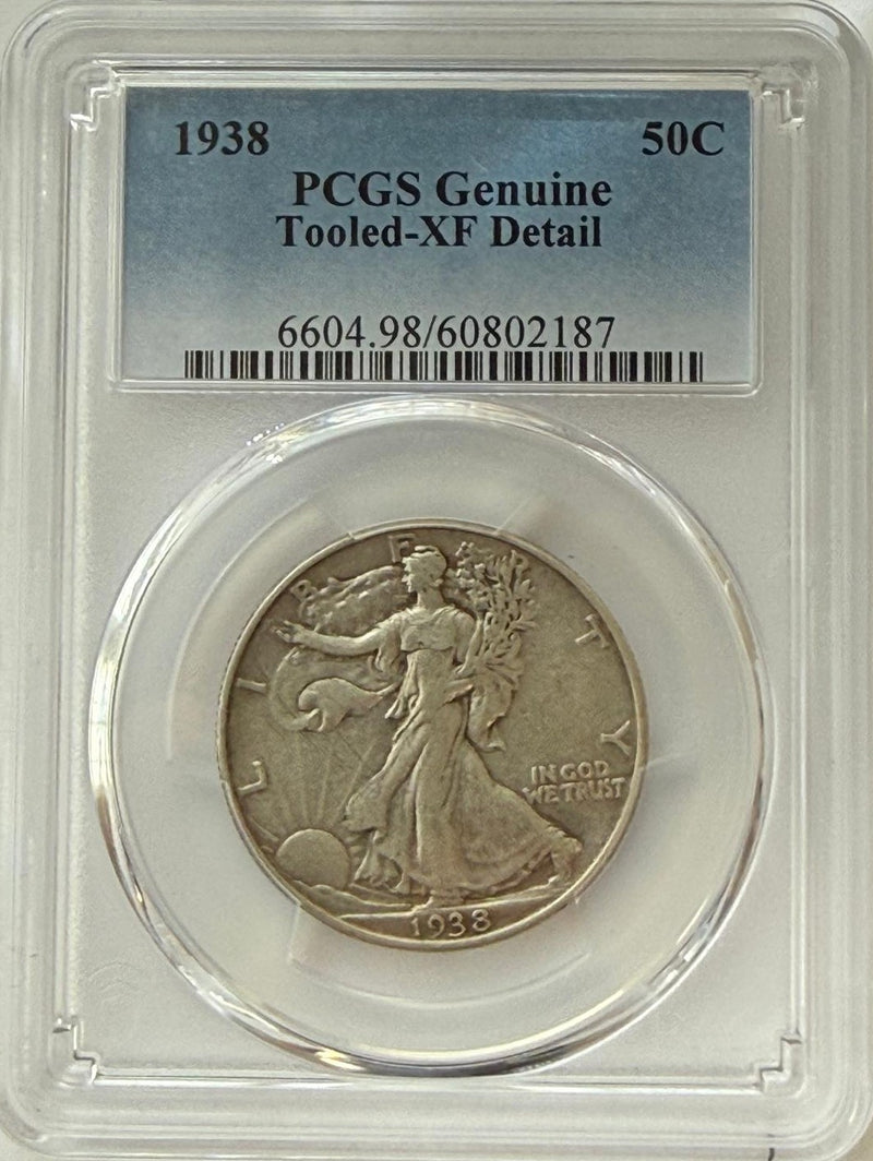 1938 Walking Liberty Half Dollar PCGS Genuine Tooled XF Details – Classic Silver Type