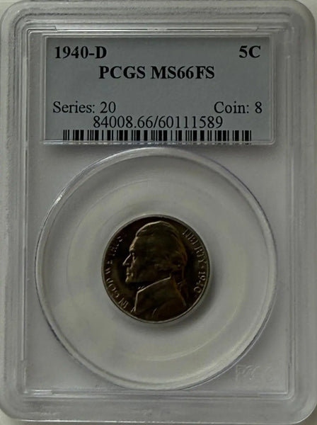 1940-D Jefferson Nickel PCGS MS66FS – Full Steps Gem+ Coin | Series 20 Coin #8 Heritage Pastime