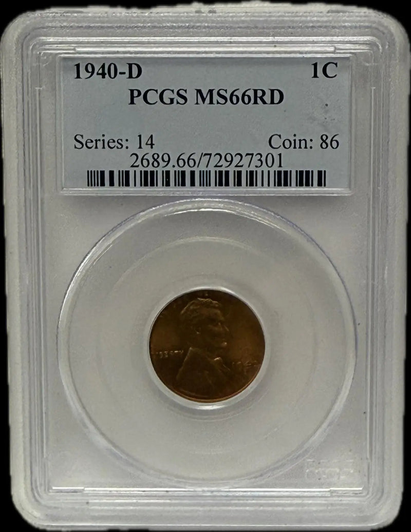 1940-D Lincoln Cent, Series 14 Coin:86, MS66RD – A Rare and Desirable Collector’s TreasureCoin:86 Heritage Pastime