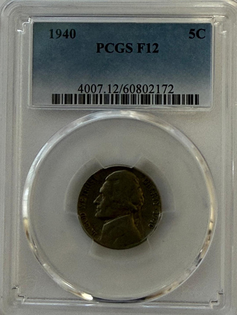 1940 Jefferson Nickel PCGS F12 – Early Pre-War Issue