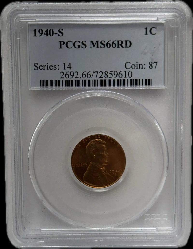 1940-S Lincoln Cent, Series 14 Coin:87, MS66RD – A Rare and Iconic Piece Heritage Pastime