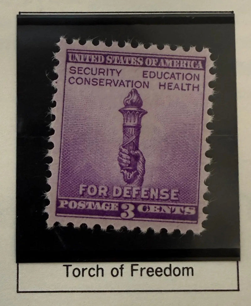 1940 U.S. 3¢ “Torch of Enlightenment” National Defense Stamp – Historic Pre-WWII Commemorative Heritage Pastime