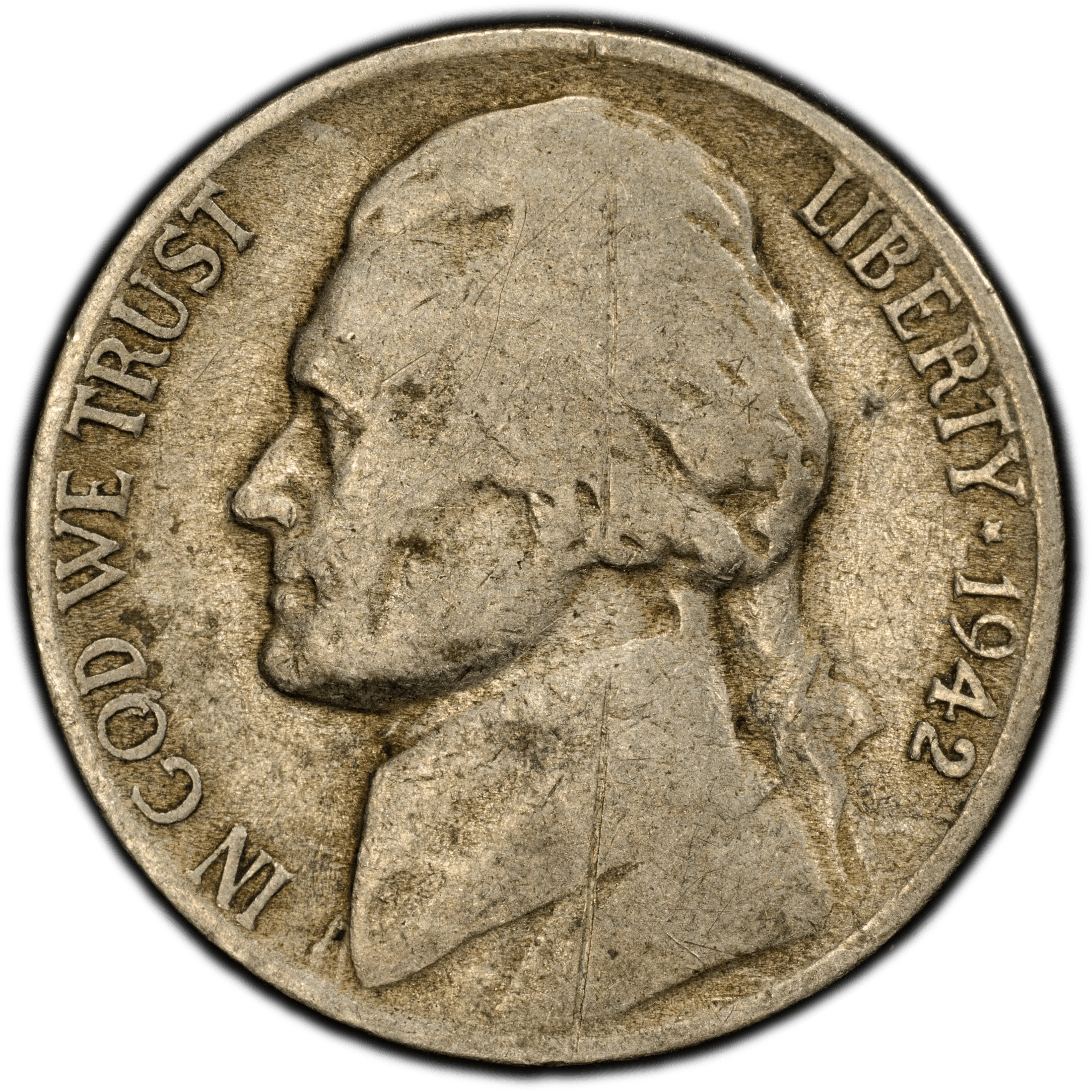 1942-D Jefferson Nickel – PCGS Genuine G Details (Scratch) – Early WWII Era Issue Heritage Pastime