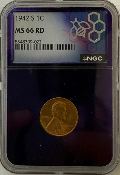 1942-S Lincoln Wheat Cent – NGC MS66 RD | Superb Gem Uncirculated | San Francisco Mint