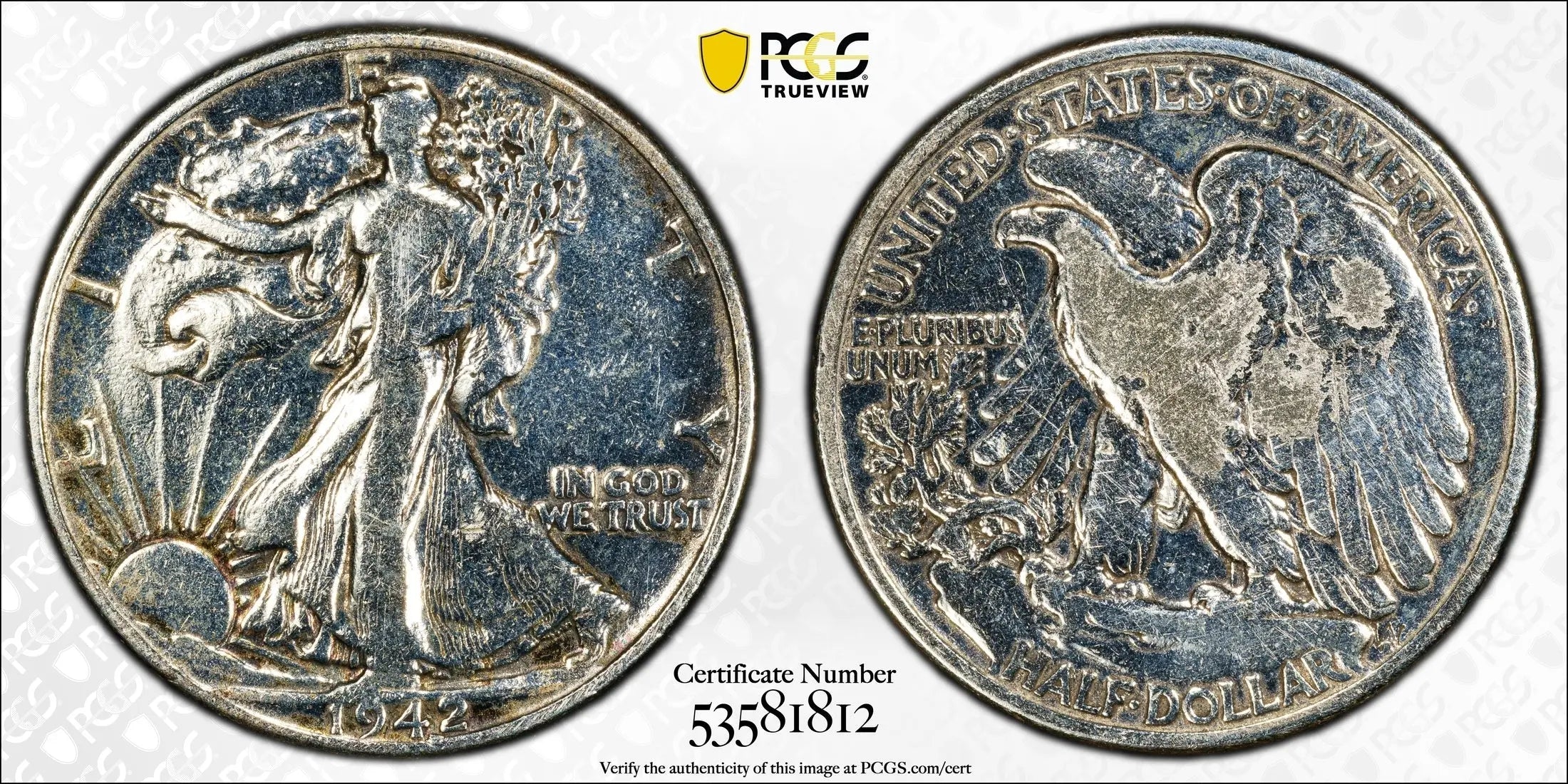 1942 Walking Liberty Half Dollar 50C – PCGS Genuine VG Details (Cleaned) | WWII Era Silver Coin Heritage Pastime