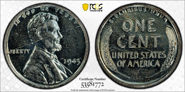 1943 Lincoln Wheat Cent – PCGS Genuine AU Details (Damage) – Rare Wartime Steel Penny Heritage Pastime