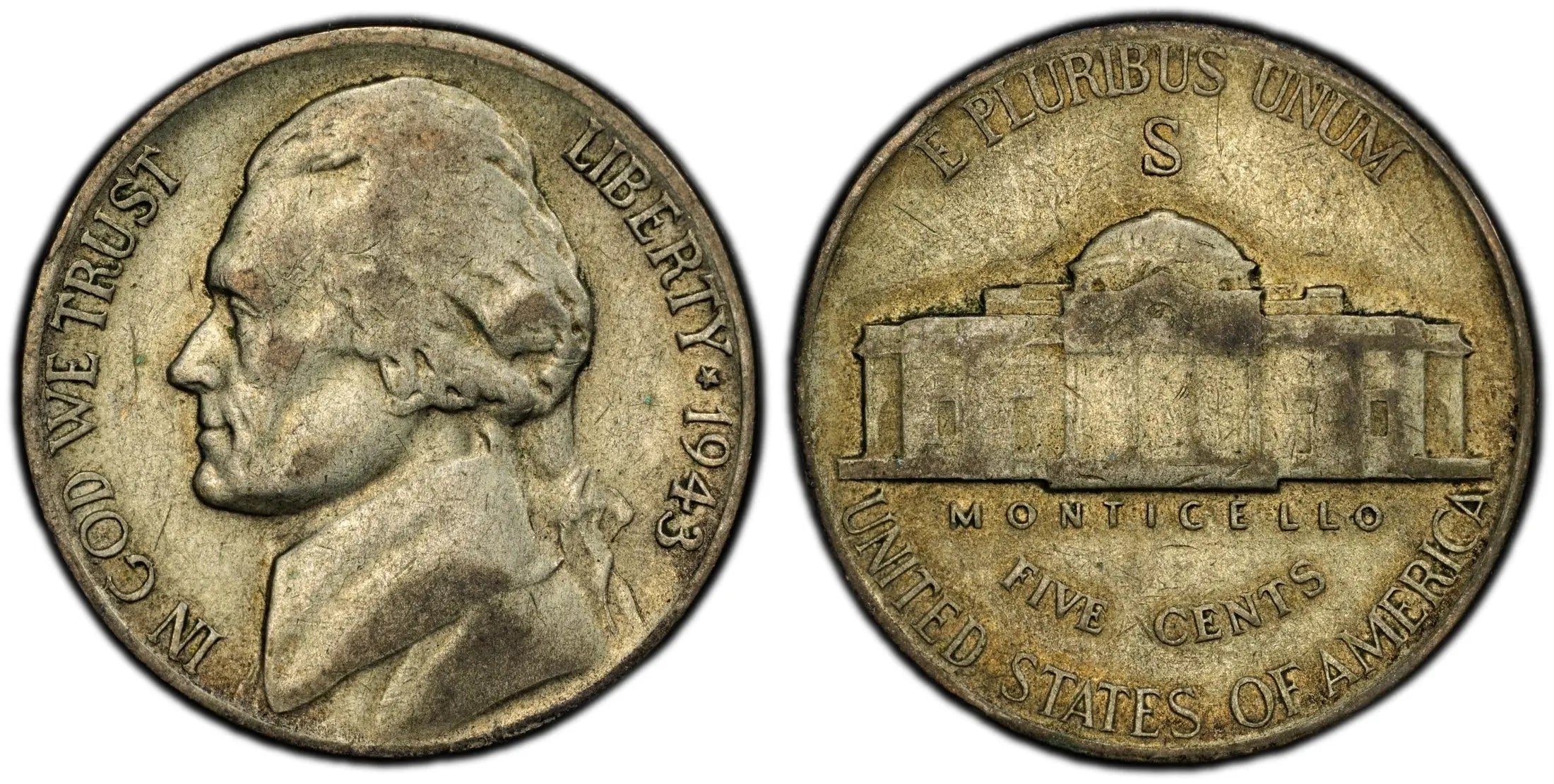 1943-S Jefferson War Nickel – PCGS XF40 – Silver WWII Issue Heritage Pastime