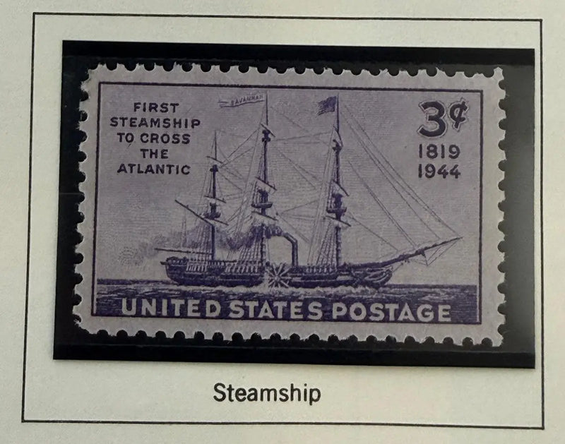 1944 U.S. 3¢ SS Savannah Commemorative Stamp – Historic First Steamship Crossing Collectible Heritage Pastime