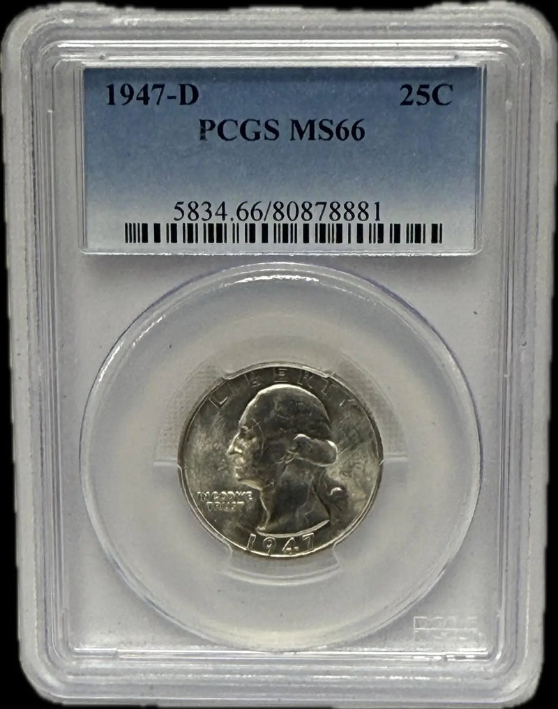 1947-D Washington Quarter 25C PCGS MS66 – Premium Gem Uncirculated Silver Coin Heritage Pastime