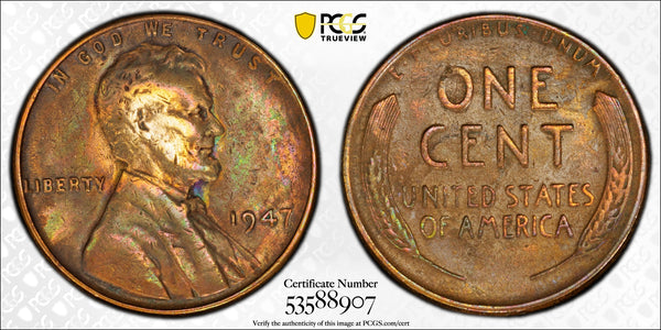 1947 Lincoln Wheat Cent – OCGS Genuine XF Details (Cleaned) | Classic Post-War U.S. Copper Coin Heritage Pastime