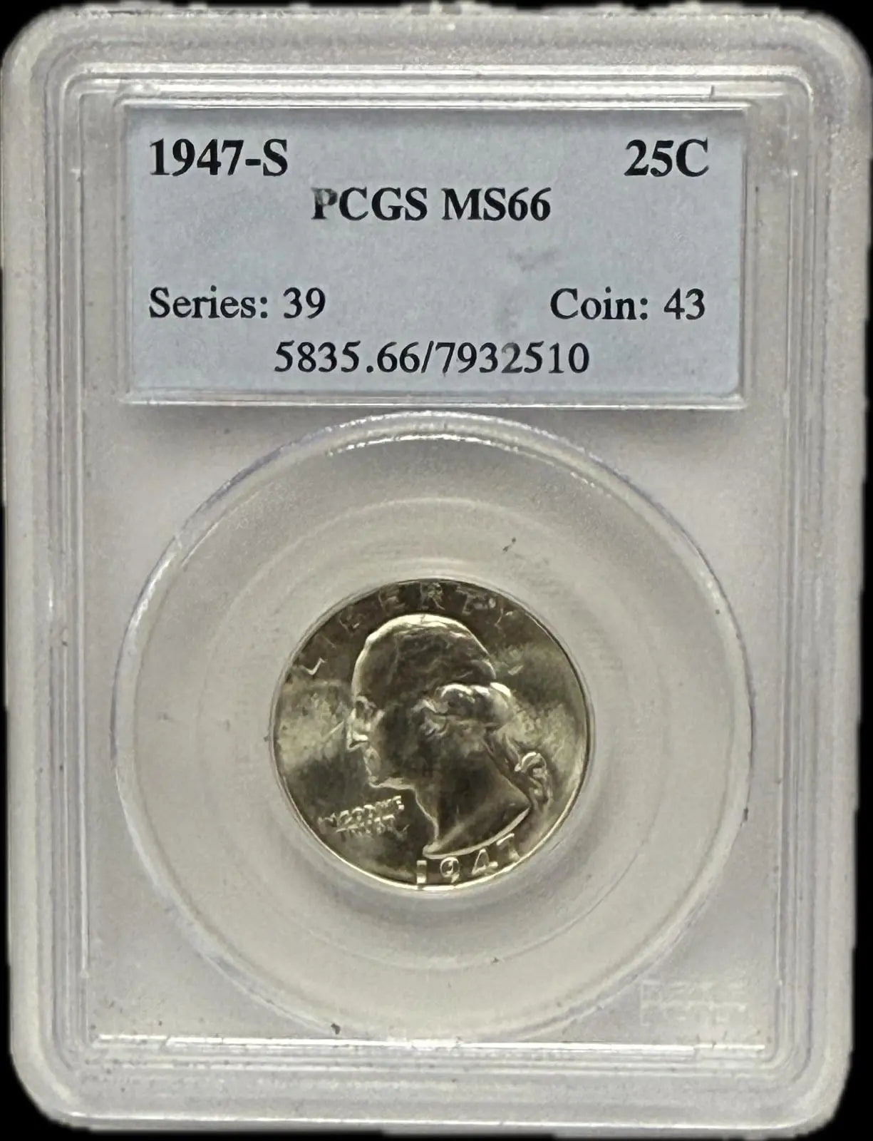 1947-S Silver Quarter PCGS MS66 – High-Grade, Pristine Condition Heritage Pastime