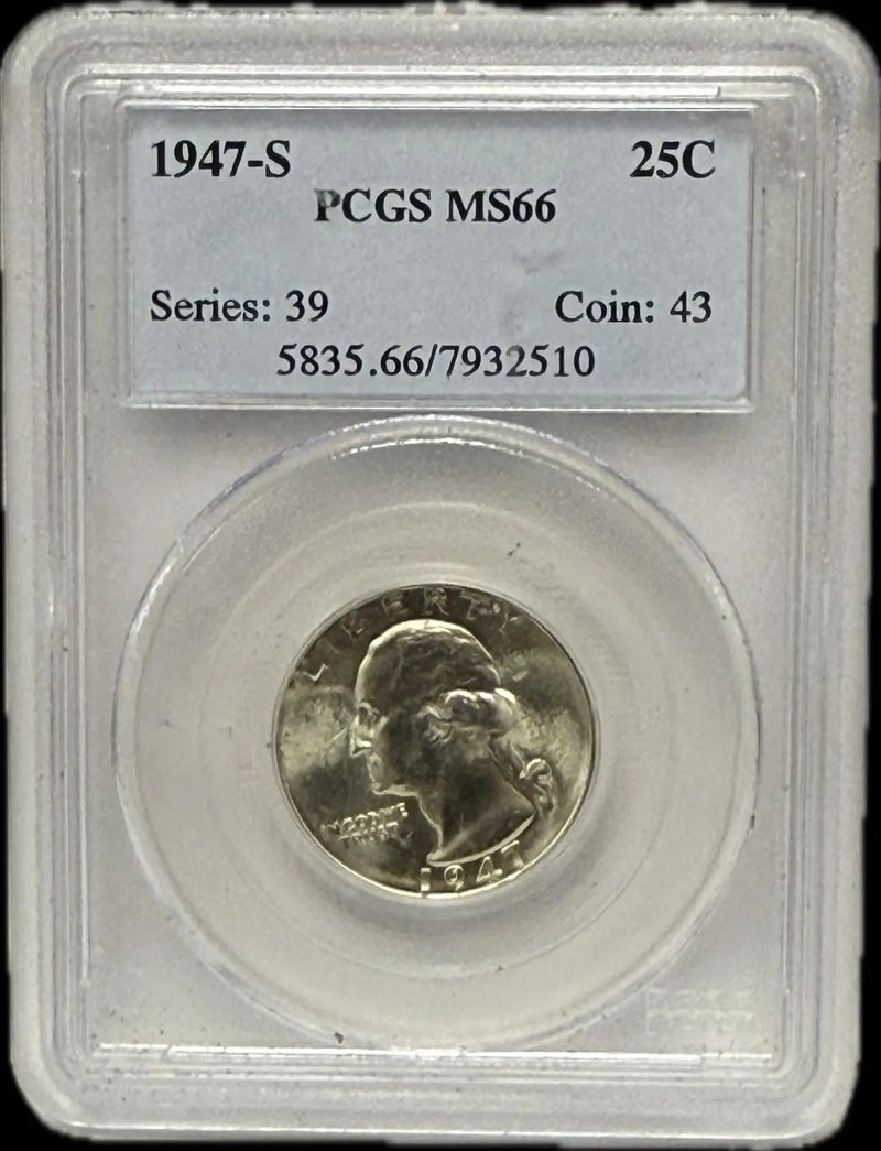 1947-S Silver Quarter PCGS MS66 – High-Grade, Pristine Condition Heritage Pastime