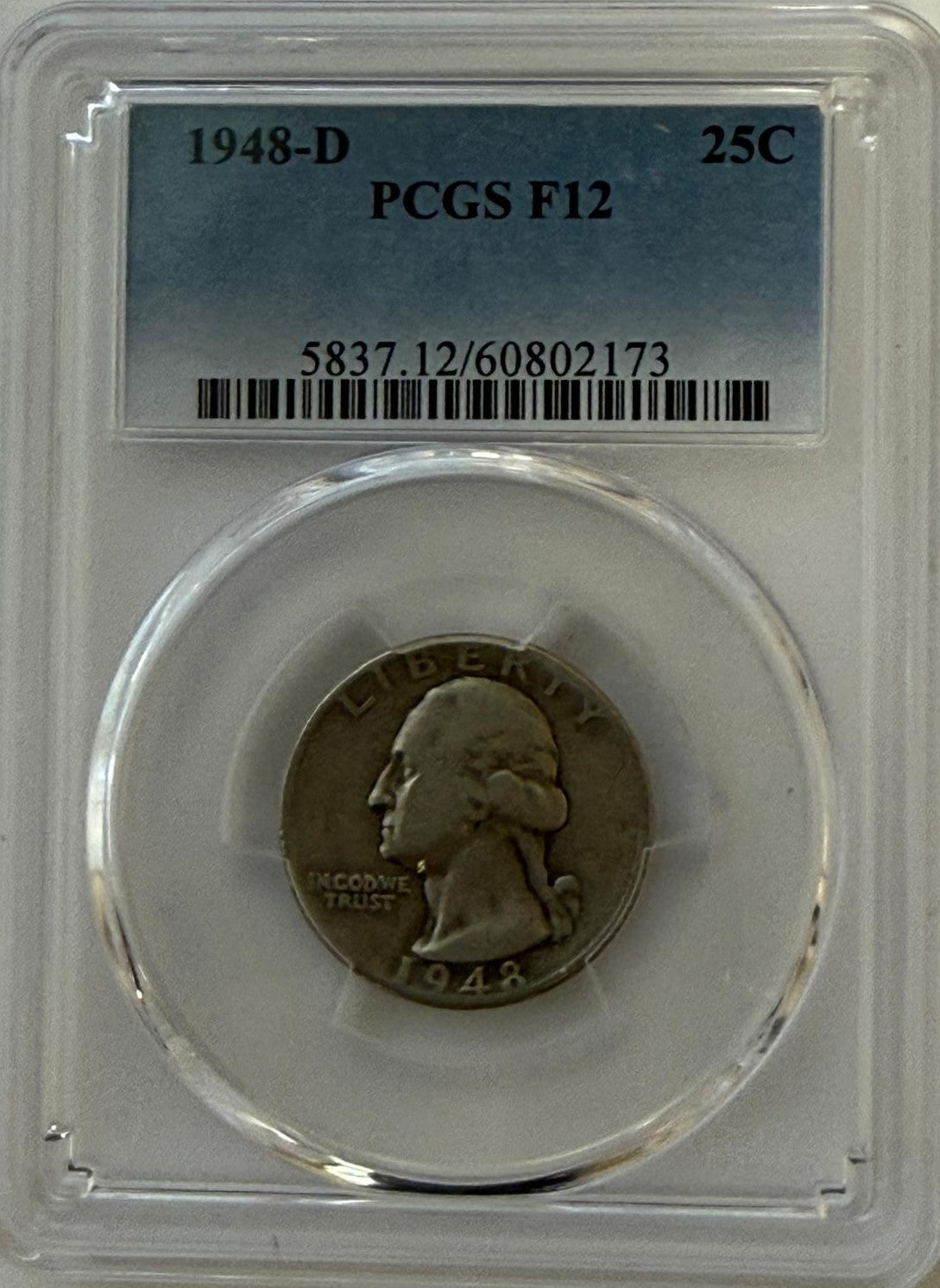 1948-D Washington Quarter PCGS F12 – Denver Silver Classic