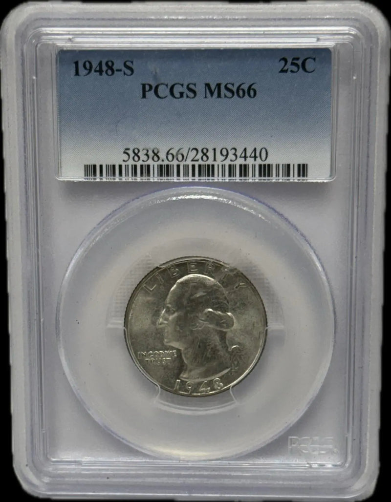 1948-S Washington Quarter 25C – PCGS MS66 | Premium Gem Uncirculated Heritage Pastime